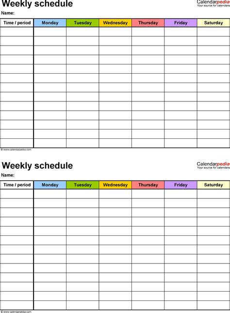 free printable work schedules templates.